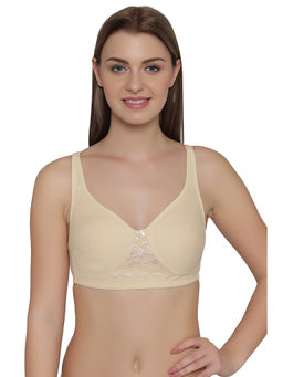 Clovia - Cotton Rich Solid Non-Padded Full Cup Wire Free T-shirt Bra - Nude