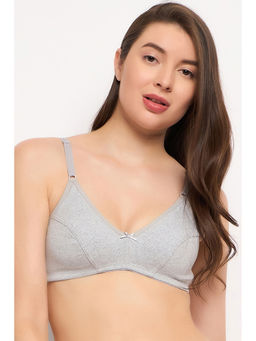 Clovia - Cotton Rich Solid Non-Padded Demi Cup Wire Free Everyday Bra - Light Grey