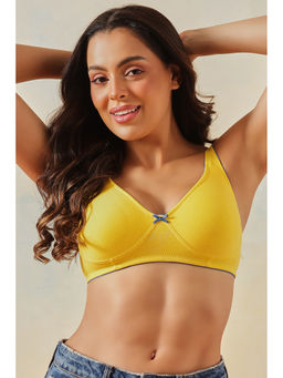 Clovia - Cotton Rich Solid Non-Padded Demi Cup Wire Free T-shirt Bra - Light Yellow
