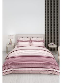 LABHAM - Mauve Pure Cotton King Size Printed Bedsheet with Pillow Covers (Set of 3)