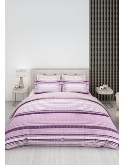 LABHAM - Purple Pure Cotton King Size Printed Bedsheet with Pillow Covers (Set of 3)