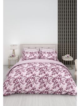 LABHAM - Mauve King Size Printed Bedsheet with Pillow Covers (Set of 3)