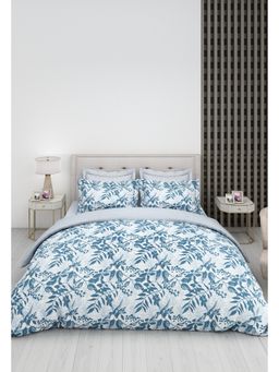 LABHAM - Blue King Size Printed Bedsheet with Pillow Covers (Set of 3)