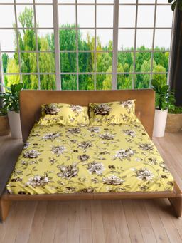 LABHAM - Husk Pure Cotton King Size Printed Bedsheet with Pillow Covers (Set of 3)