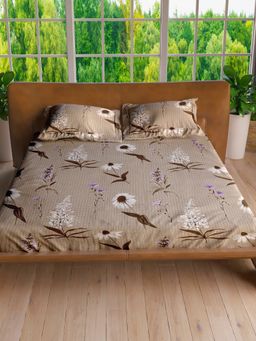 LABHAM - Stonewall Pure Cotton King Size Printed Bedsheet with Pillow Covers (Set of 3)