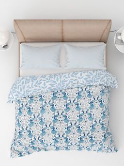 LABHAM - Blue Pure Cambric Cotton Reversible Printed Single Bed Dohar
