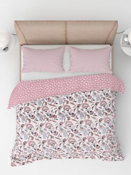 LABHAM - Pink Floral Pure Cambric Cotton Reversible Printed Single Bed Dohar