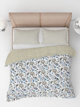 LABHAM - Blue Floral Pure Cambric Cotton Reversible Printed Single Bed Dohar