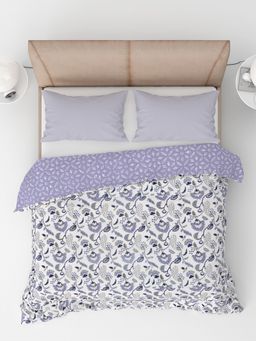 LABHAM - Purple Floral Pure Cambric Cotton Reversible Printed Single Bed Dohar