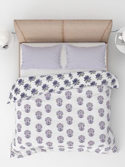 LABHAM - Purple Ethnic Pure Cambric Cotton Reversible Printed Single Bed Dohar