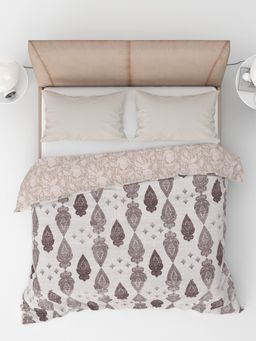 LABHAM - Brown Pure Cambric Reversible Printed Single Bed Dohar