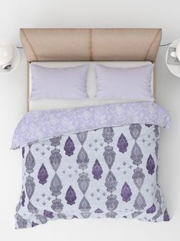 LABHAM - Purple Pure Cambric Reversible Printed Single Bed Dohar
