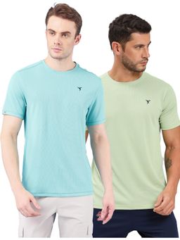 Technosport - Men Polyester Solid Round Neck Slim Fit T-Shirt (Pack of 2)