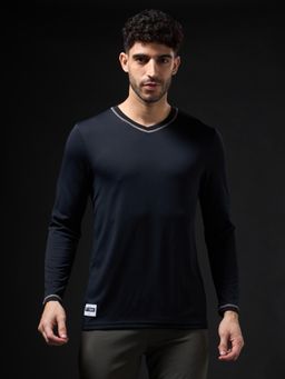 Technosport - Men Polyester Solid V-Neck Slim Fit T-Shirt