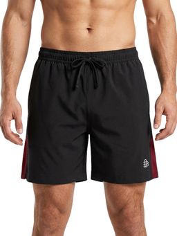 Bonjour - Men's Black Regular Fit Activewear Sports Shorts