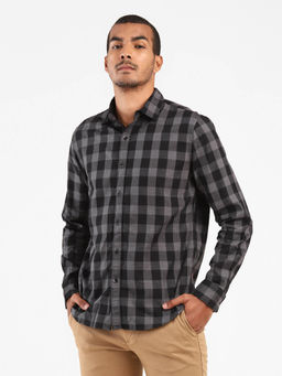 Levi's - Men Black Grey Slim Fit Casual Shirt