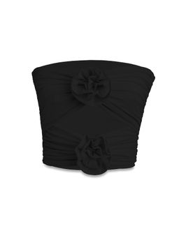 LABEL FROW - Black Sunflower Tube Crop Top