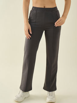 98 Degree North - Charcoal Grey Cotton Straight Fit Trouser