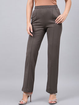 98 Degree North - Olive Green Pure Cotton Straight Fit Utility Trouser