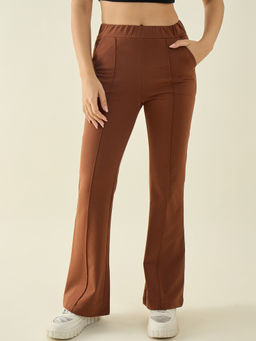 98 Degree North - Rust Cotton High Waist Bootcut Fit Trouser