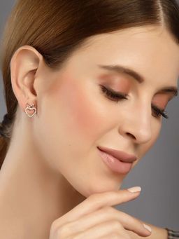 PANASH - Gold-Plated CZ Stone Heart Shaped Handcrafted Stud Earrings