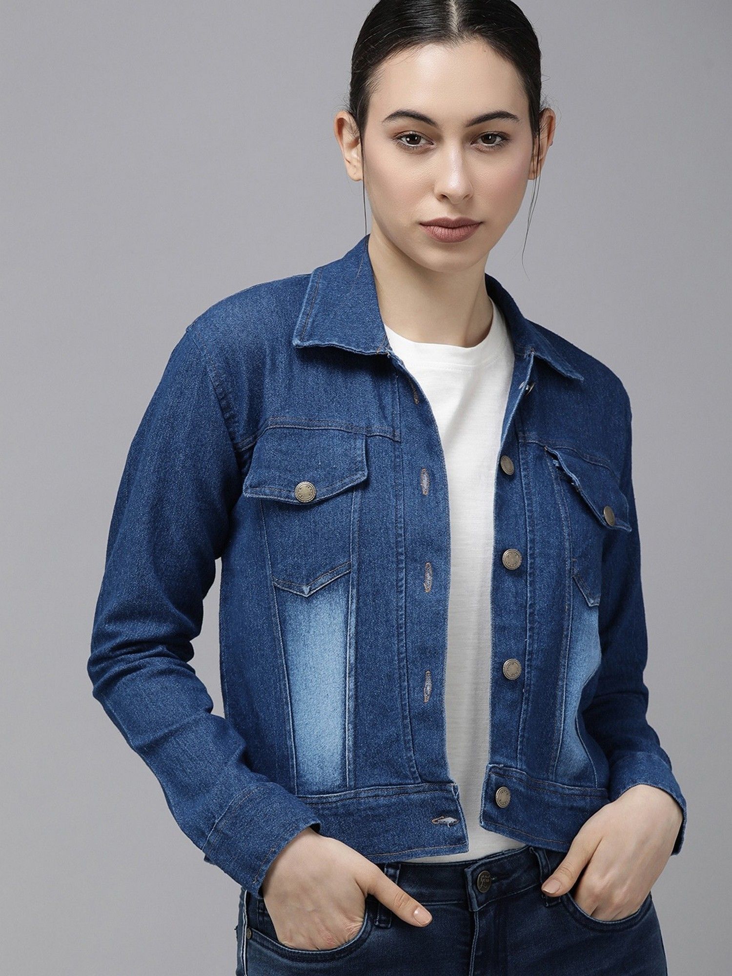 voxati Womens Denim Jacket Navy Blue-picture-34