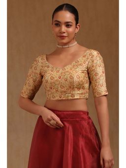 Soch - Cream Tussar Floral Half Sleeves Blouse