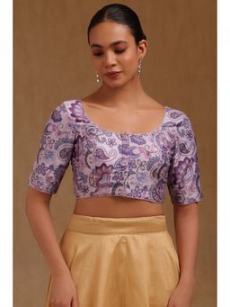 Soch - Lavender Art Silk Printed Half Sleeves Blouse