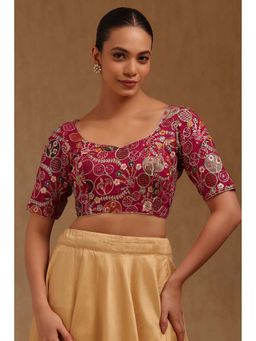 Soch - Magenta Georgette Embroidered Half Sleeves Blouse