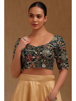 Soch - Green Georgette Embroidered Half Sleeves Blouse