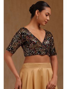 Soch - Black Georgette Embroidered Half Sleeves Blouse