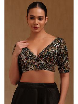 Soch - Green Georgette Embroidered Half Sleeves Blouse