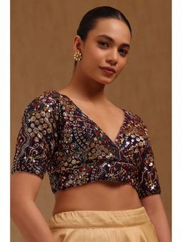 Soch - Purple Georgette Embroidered Half Sleeves Blouse