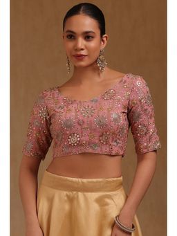 Soch - Pink Georgette Embroidered Half Sleeves Blouse