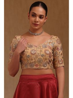 Soch - Beige Georgette Embroidered Half Sleeves Blouse