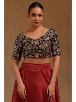 Soch - Black Georgette Embroidered Half Sleeves Blouse