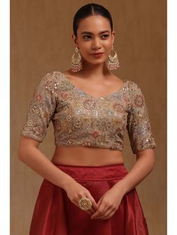 Soch - Green Georgette Embroidered Half Sleeves Blouse