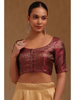 Soch - Wine Tissue Floral Half Sleeves Blouse