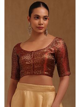 Soch - Maroon Tissue Floral Half Sleeves Blouse