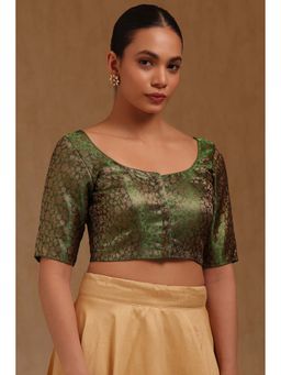 Soch - Green Tissue Floral Half Sleeves Blouse