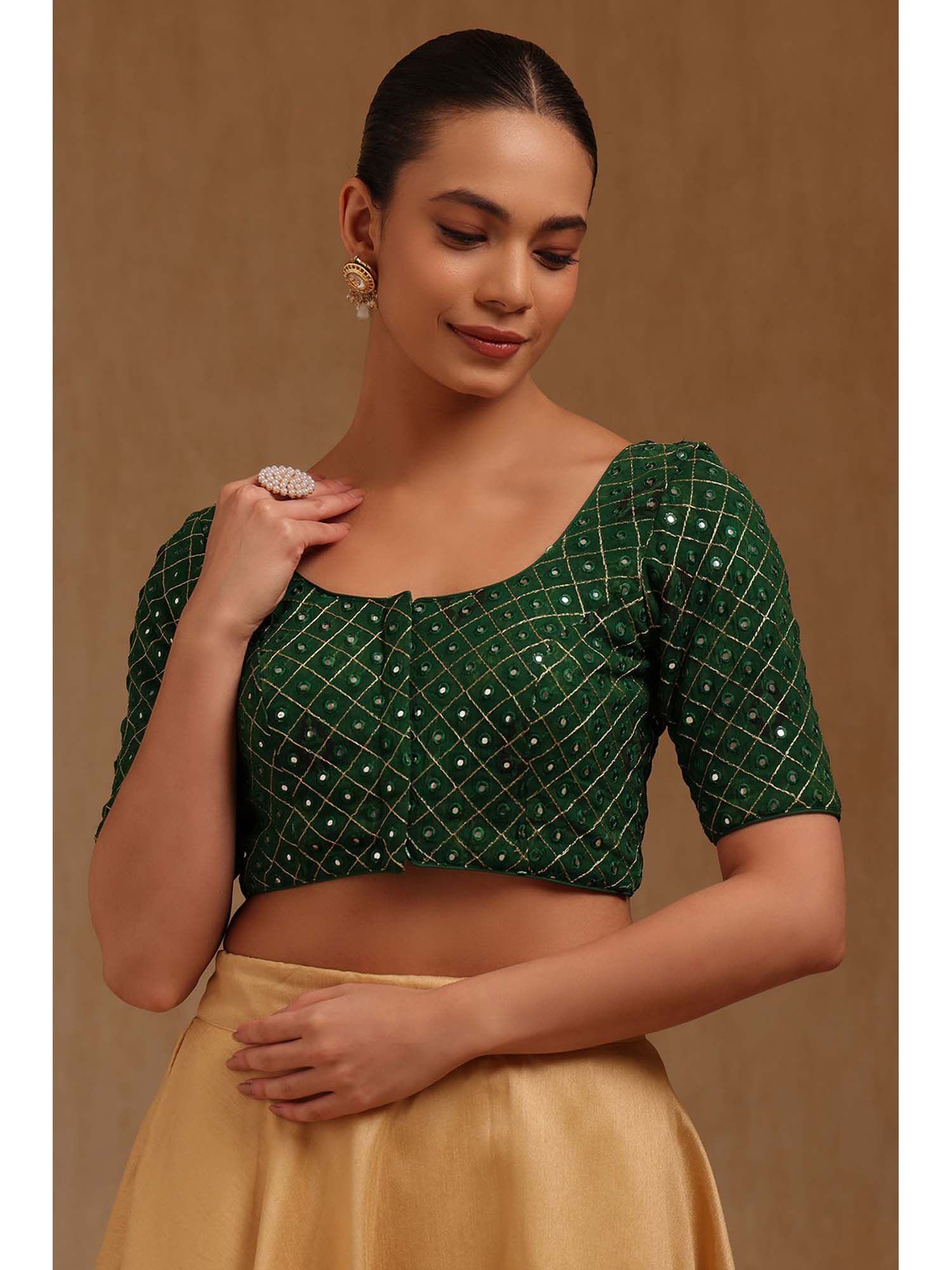 soch Green Georgette Embroidered Half Sleeves Blouse-picture-13