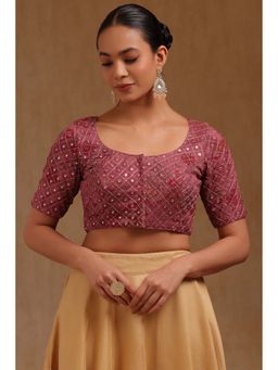 Soch - Pink Georgette Embroidered Half Sleeves Blouse