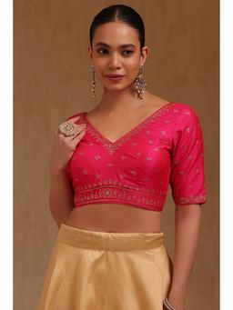Soch - Pink Tussar Embroidered Half Sleeves Blouse