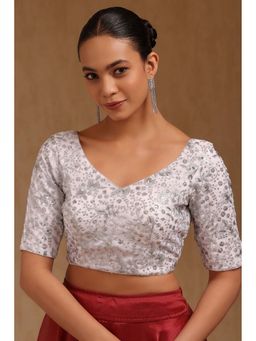 Soch - White Georgette Embroidered Half Sleeves Blouse