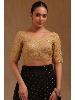 Soch - Gold Georgette Embroidered Half Sleeves Blouse