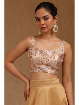 Soch - Beige Art Silk Floral Sleeveless Blouse