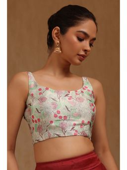 Soch - Green Art Silk Floral Sleeveless Blouse