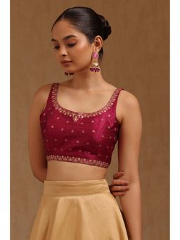 Soch - Magenta Tussar Embroidered Sleeveless Blouse