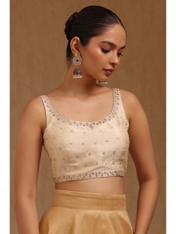 Soch - Cream Tussar Embroidered Sleeveless Blouse