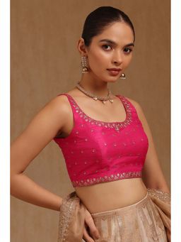 Soch - Pink Tussar Embroidered Sleeveless Blouse